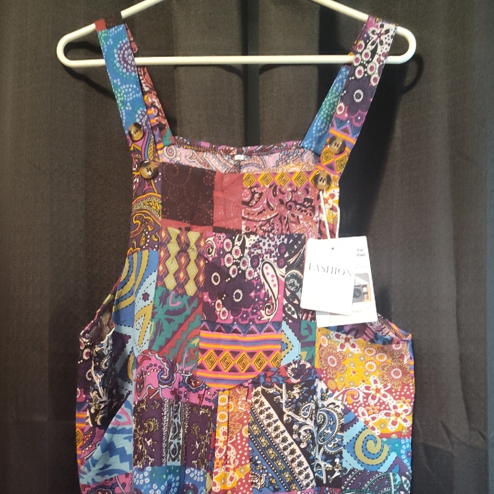 Patchwork Wide-Leg Jumpsuit in Multicolor BNWT Size Medium - Picture 8 of 8
